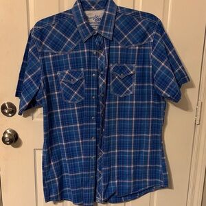 Wrangler 20x competition advanced comfort  Blue Plaid Button Down Shirt xlt tall